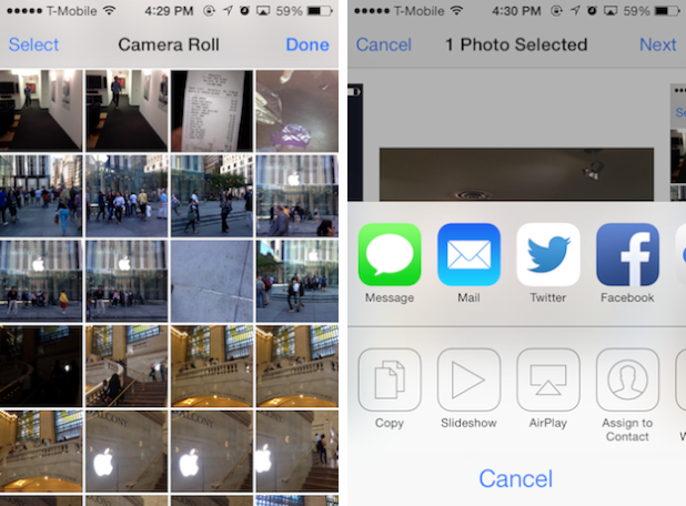 تصاویری از دسترسی به عکس ها و امکان ارسالشون در آیفون 4S